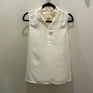 🌸NWT 🌸 J.Crew • Sleeveless Ruffle Collar White Top • Size 4